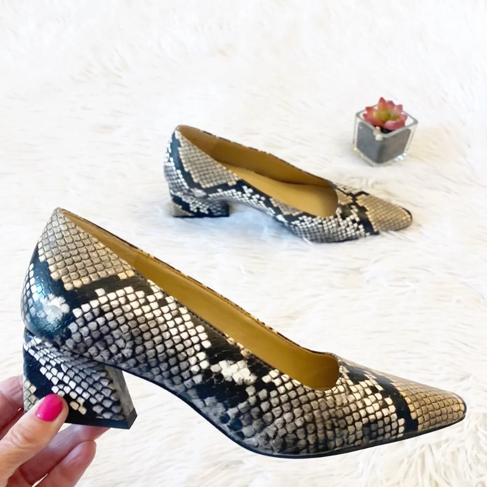 Franco Sarto Samira Artist Snake print architectural heel pump women’s 6.5